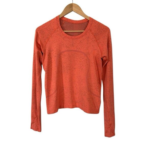 Lululemon Swiftly Tech Long Sleeve Shirt 2.0 Size 8 Race Distorted Noise Orange - Picture 1 of 7
